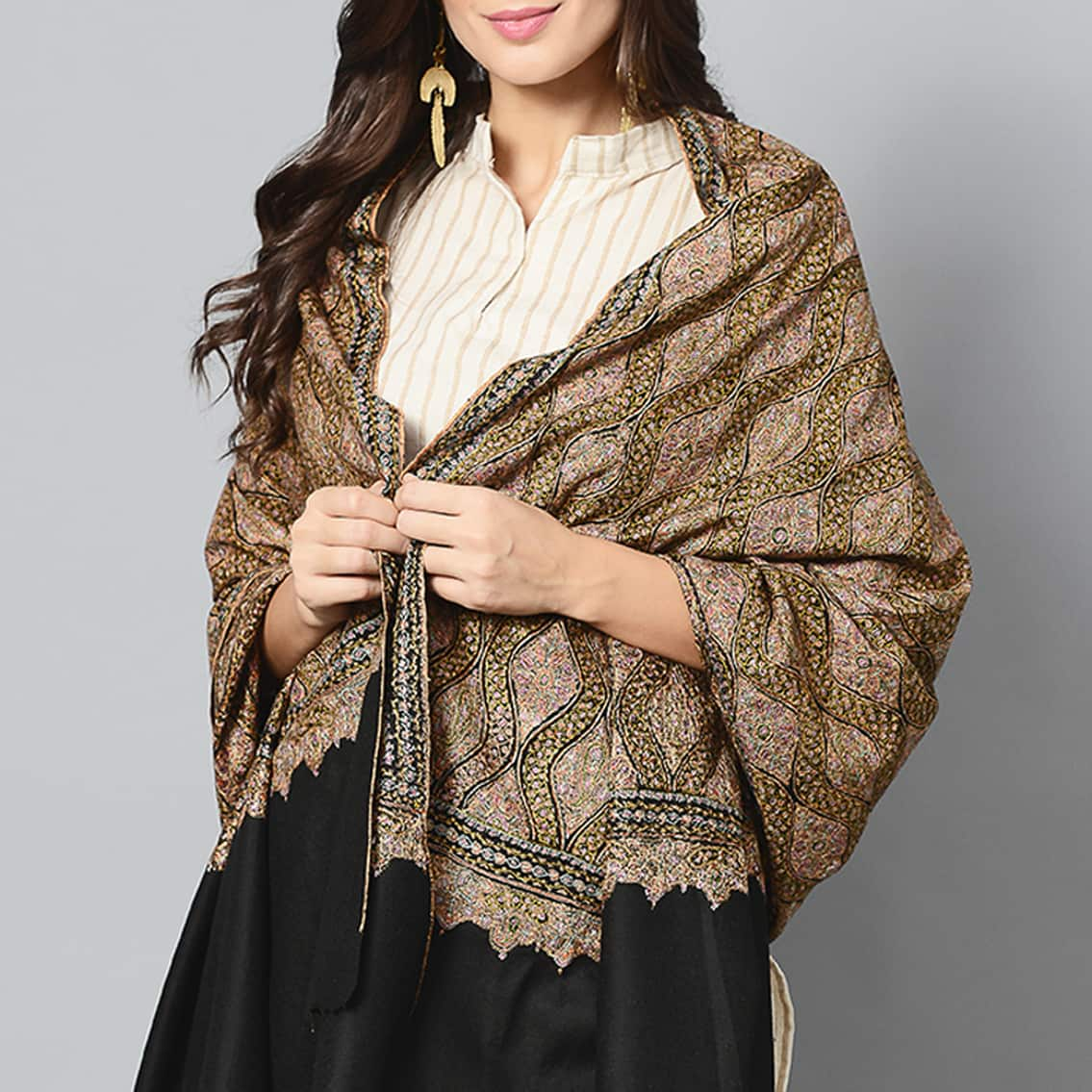 Kashmiri Sozni Pashmina Jamawar Shawl, Pure Pashmina Shawl