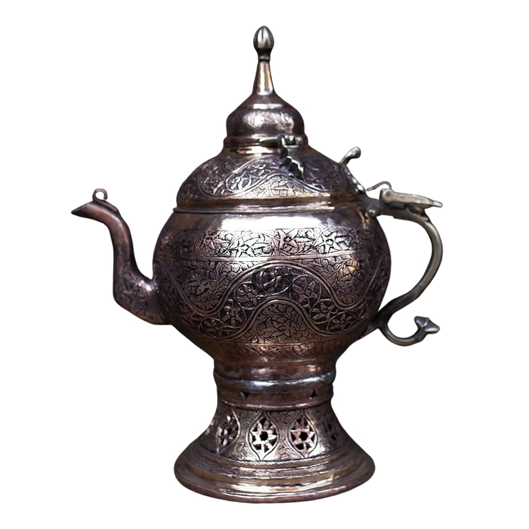 Hand Engraved Antique Design Round Copper Samovar | 20-25 Cups