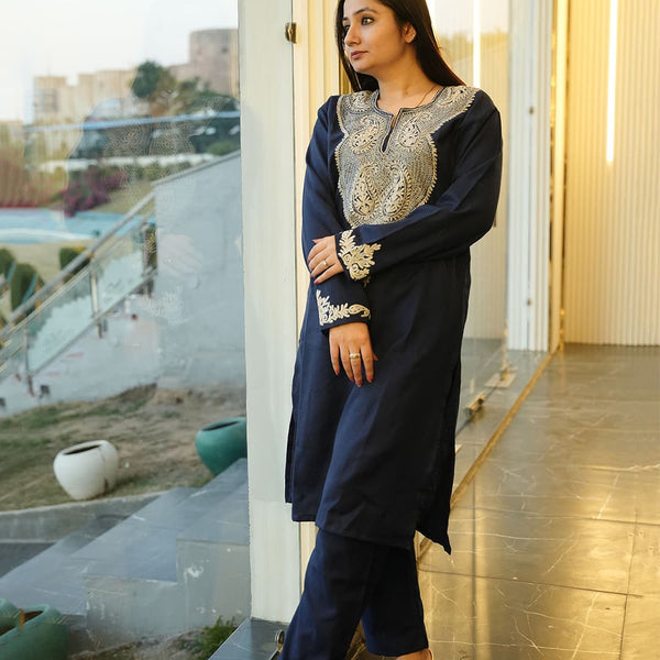 Navy Blue Co-Ord with Elegant Zari Embroidery