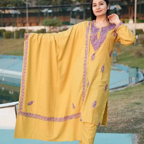 Chic Kashmiri Woolen Co-Ord with Matching Shawl