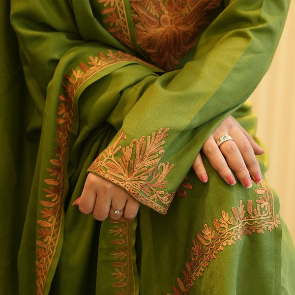 Kashmiri Green Co-ord Set | With Shawl