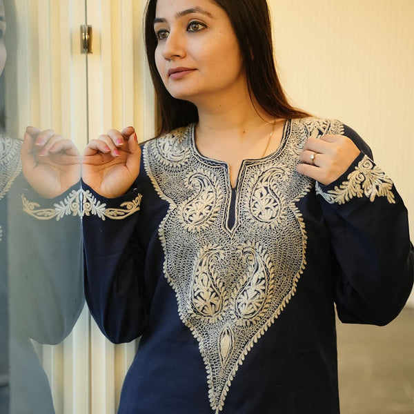 Navy Blue Co-Ord with Elegant Zari Embroidery