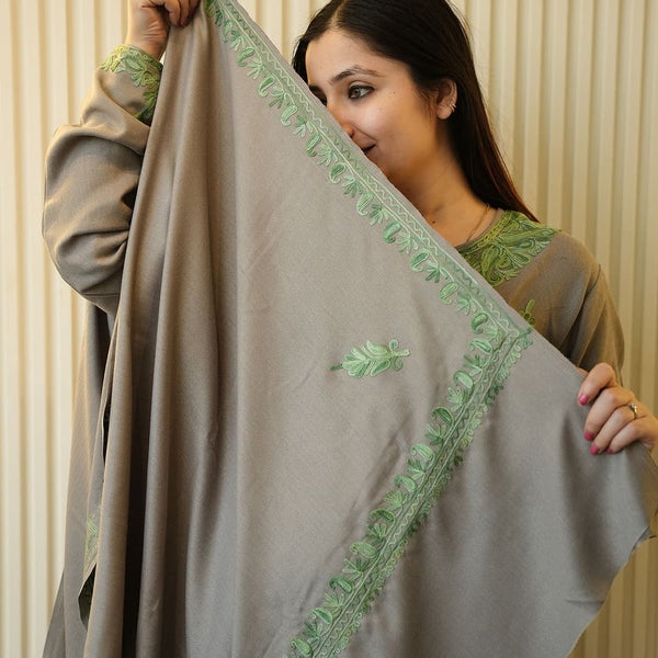 Green Grace Woolen Co-ord | With Shawl