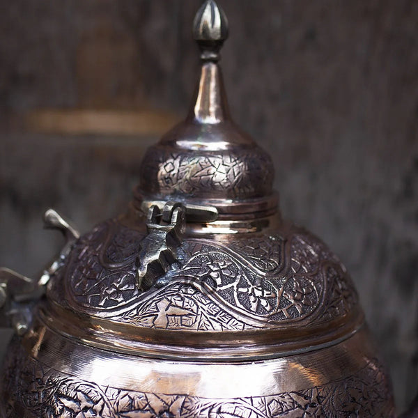 Hand Engraved Antique Design Round Copper Samovar | 20-25 Cups