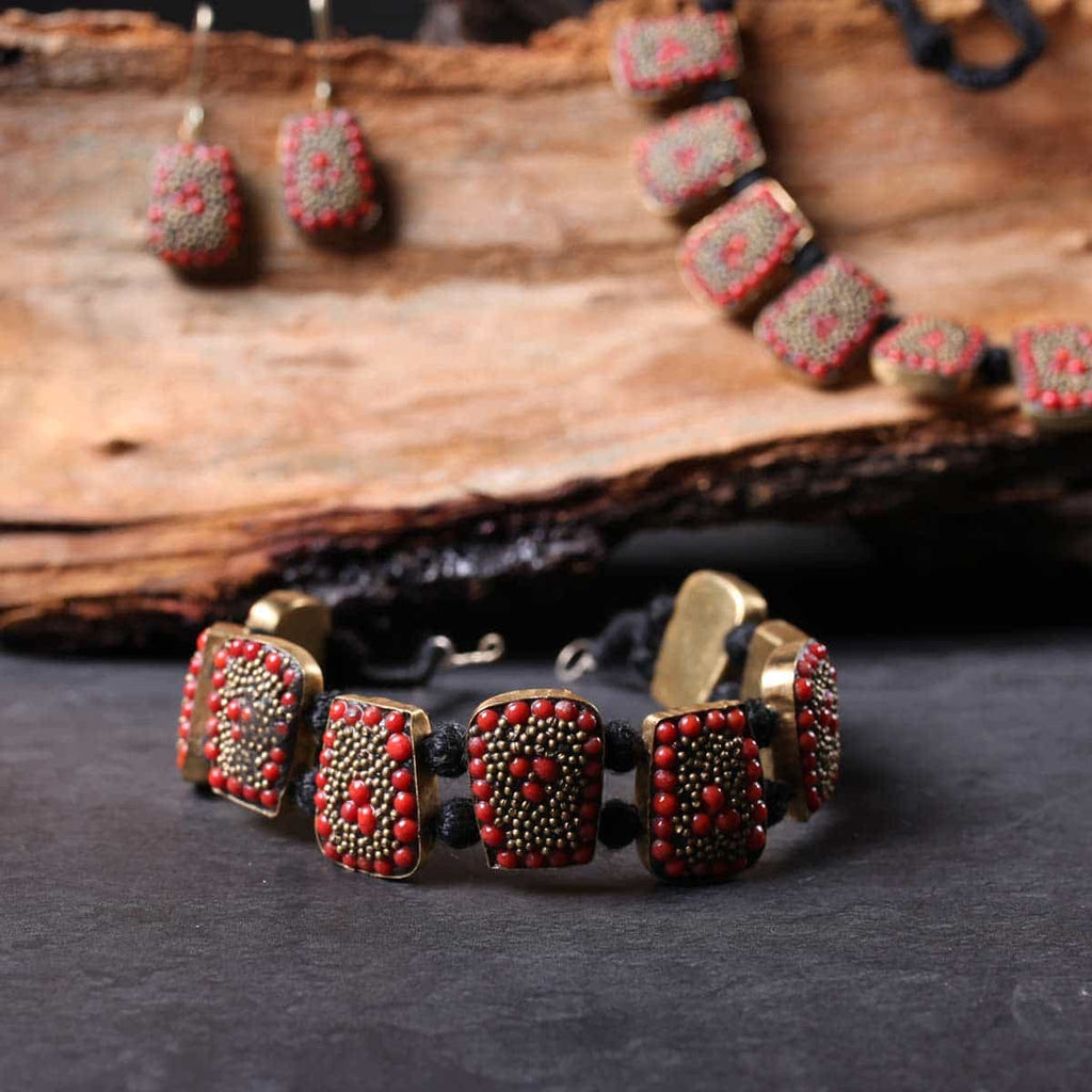 Buy Red Bead Handmade Necklace Set at Best Prices - Kashmir Box